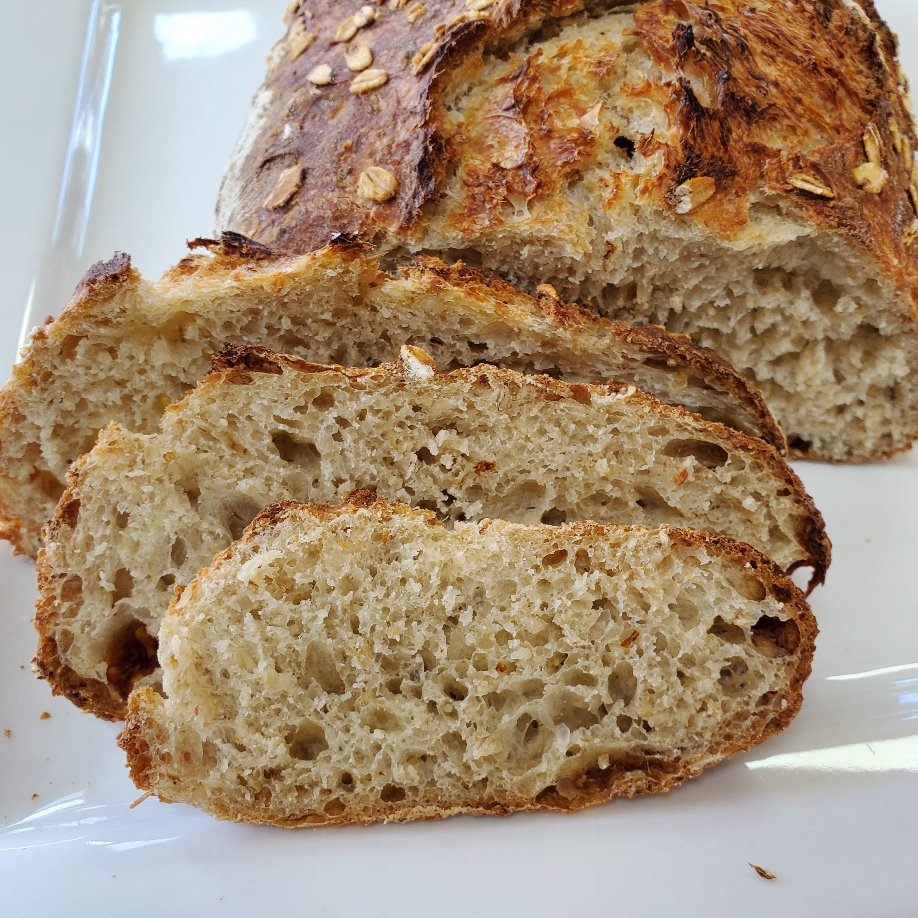 No Knead Honey Oatmeal Artisan Bread